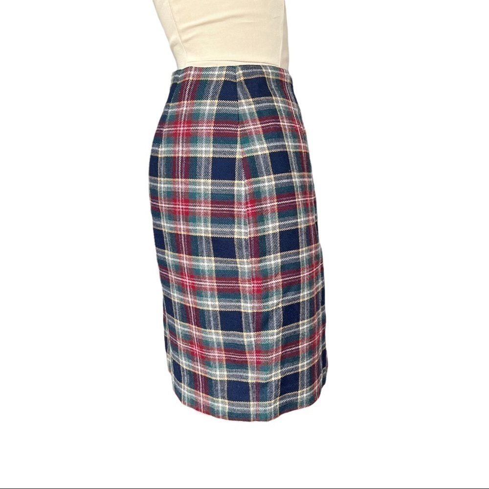 Vintage Plaid Wool Wrap Skirt Fully Lined Knee Length Y2K 90s Dark Academia 8P - Picture 4 of 11